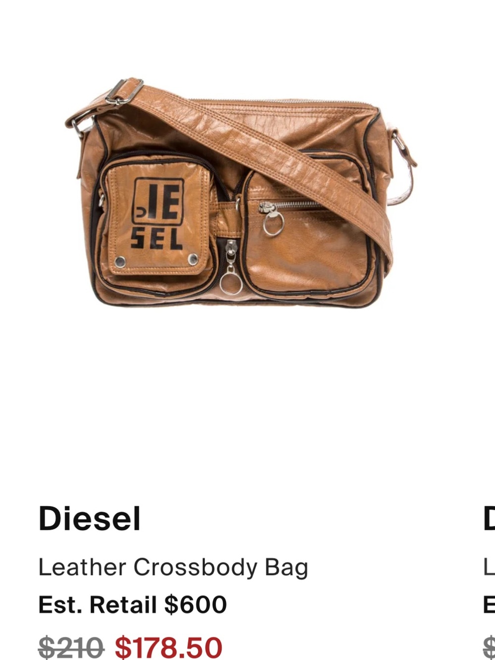 Diesel Y2K Shoulder Bag with Front Pockets and Silver Tone Hardware - Picture 6 of 6